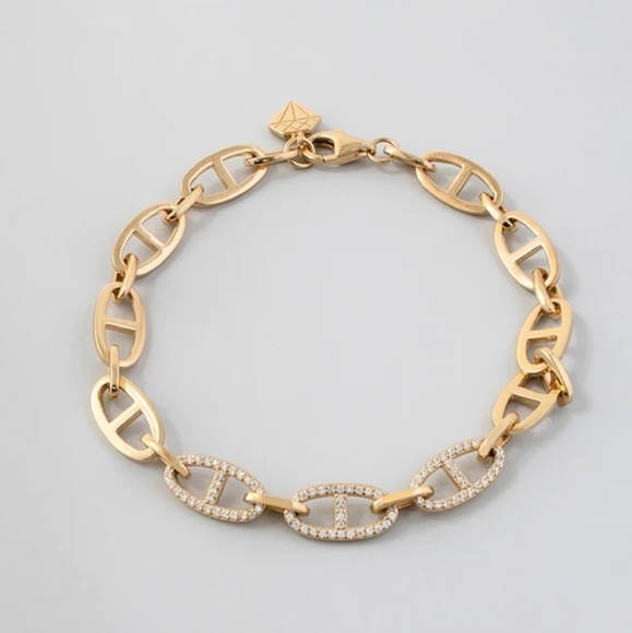 NWT Wanderlust + Co multi link anchor chain 14K gold vermeil chain bracelet - Picture 1 of 5